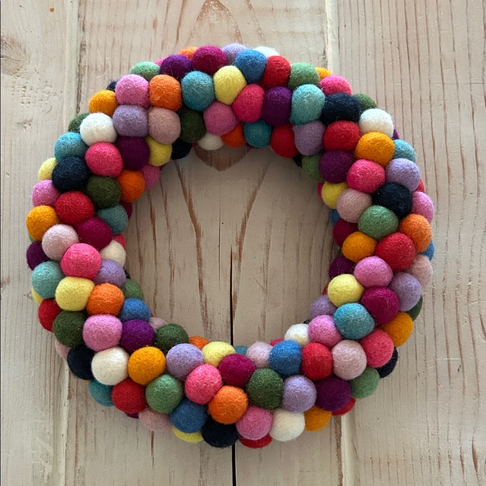 Multicolor Felt Ball Wreath